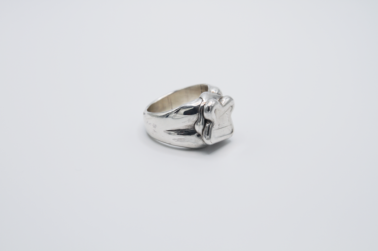 The Honey Sandwich Ring. 925 Solid Sterling Silver Chunky Ring hand made in the United Kingdom. This ring carries the design of a honey sandwich with sterling silver honey oozing out the sides. For all genders and ring sizes.