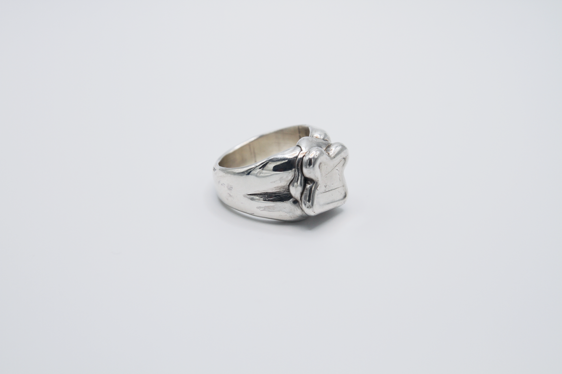 The Honey Sandwich Ring. 925 Solid Sterling Silver Chunky Ring hand made in the United Kingdom. This ring carries the design of a honey sandwich with sterling silver honey oozing out the sides. For all genders and ring sizes.